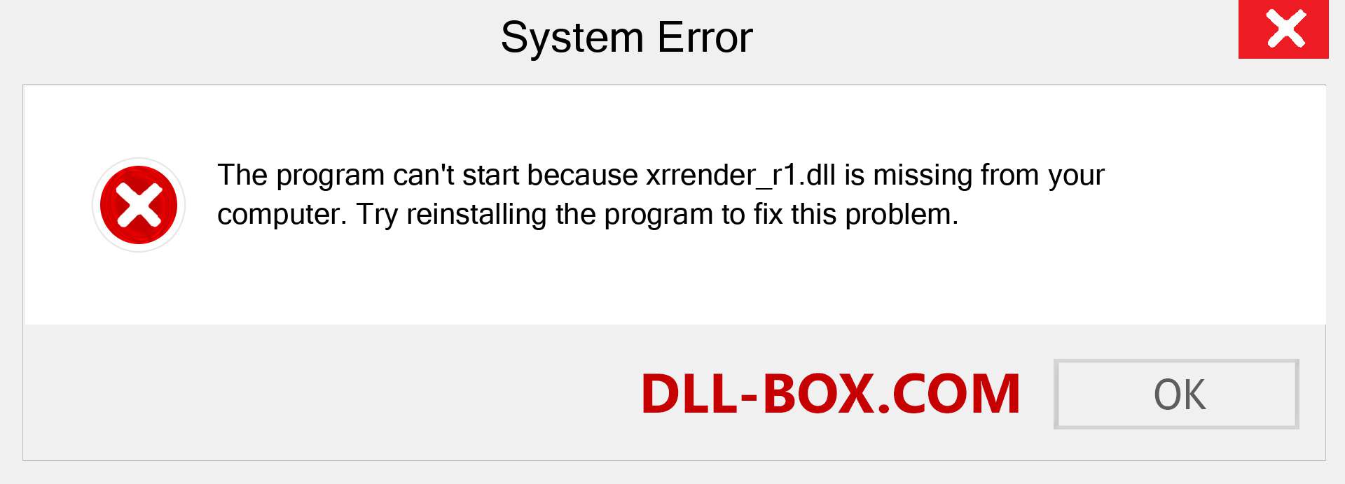  xrrender_r1.dll file is missing?. Download for Windows 7, 8, 10 - Fix  xrrender_r1 dll Missing Error on Windows, photos, images